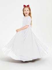 Lace Top Half Sleeved Junior Bridesmaids Dresses White