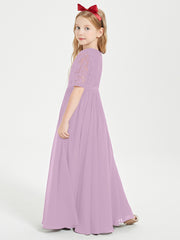Lace Top Half Sleeved Junior Bridesmaids Dresses Wisteria