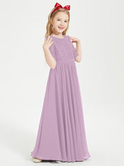 Lace Top Half Sleeved Junior Bridesmaids Dresses Wisteria