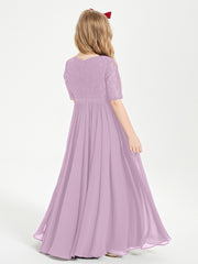 Lace Top Half Sleeved Junior Bridesmaids Dresses Wisteria