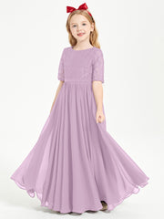 Lace Top Half Sleeved Junior Bridesmaids Dresses Wisteria