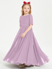 Lace Top Half Sleeved Junior Bridesmaids Dresses Wisteria