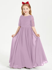 Lace Top Half Sleeved Junior Bridesmaids Dresses Wisteria