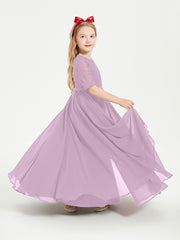 Lace Top Half Sleeved Junior Bridesmaids Dresses Wisteria