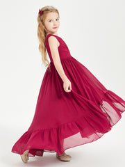 Cascading Skirt Boho Dresses for Junior Bridesmaids Burgundy