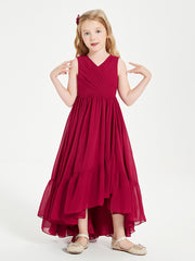 Cascading Skirt Boho Dresses for Junior Bridesmaids Burgundy