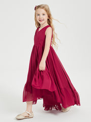 Cascading Skirt Boho Dresses for Junior Bridesmaids Burgundy