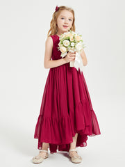 Cascading Skirt Boho Dresses for Junior Bridesmaids Burgundy