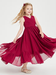Cascading Skirt Boho Dresses for Junior Bridesmaids Burgundy