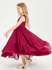 Cascading Skirt Boho Dresses for Junior Bridesmaids Burgundy