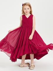 Cascading Skirt Boho Dresses for Junior Bridesmaids Burgundy