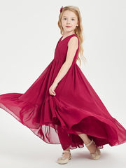 Cascading Skirt Boho Dresses for Junior Bridesmaids Burgundy