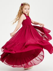 Cascading Skirt Boho Dresses for Junior Bridesmaids Burgundy