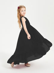 Cascading Skirt Boho Dresses for Junior Bridesmaids Black