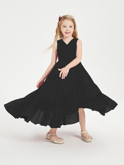 Cascading Skirt Boho Dresses for Junior Bridesmaids Black