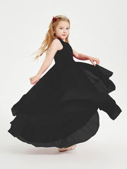 Cascading Skirt Boho Dresses for Junior Bridesmaids Black