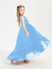 Cascading Skirt Boho Dresses for Junior Bridesmaids Blue