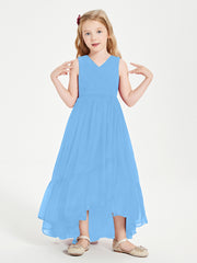 Cascading Skirt Boho Dresses for Junior Bridesmaids Blue