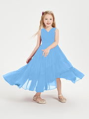 Cascading Skirt Boho Dresses for Junior Bridesmaids Blue
