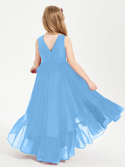 Cascading Skirt Boho Dresses for Junior Bridesmaids Blue