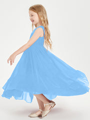 Cascading Skirt Boho Dresses for Junior Bridesmaids Blue