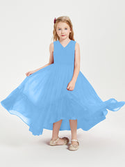 Cascading Skirt Boho Dresses for Junior Bridesmaids Blue