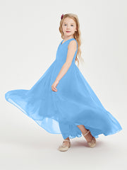 Cascading Skirt Boho Dresses for Junior Bridesmaids Blue