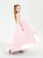 Cascading Skirt Boho Dresses for Junior Bridesmaids Blushing Pink