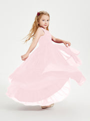 Cascading Skirt Boho Dresses for Junior Bridesmaids Blushing Pink
