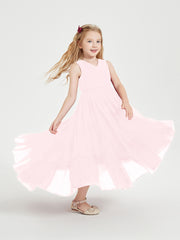 Cascading Skirt Boho Dresses for Junior Bridesmaids Blushing Pink