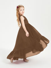 Cascading Skirt Boho Dresses for Junior Bridesmaids Brown