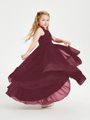 Cascading Skirt Boho Dresses for Junior Bridesmaids Cabernet