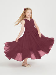 Cascading Skirt Boho Dresses for Junior Bridesmaids Cabernet
