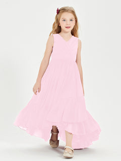 Cascading Skirt Boho Dresses for Junior Bridesmaids Candy Pink