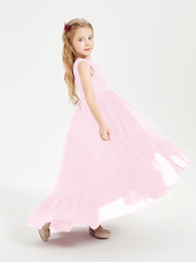 Cascading Skirt Boho Dresses for Junior Bridesmaids Candy Pink