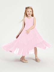 Cascading Skirt Boho Dresses for Junior Bridesmaids Candy Pink