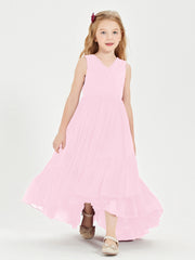 Cascading Skirt Boho Dresses for Junior Bridesmaids Candy Pink