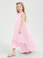 Cascading Skirt Boho Dresses for Junior Bridesmaids Candy Pink