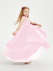 Cascading Skirt Boho Dresses for Junior Bridesmaids Candy Pink