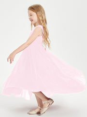 Cascading Skirt Boho Dresses for Junior Bridesmaids Candy Pink