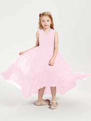 Cascading Skirt Boho Dresses for Junior Bridesmaids Candy Pink