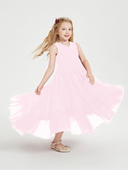 Cascading Skirt Boho Dresses for Junior Bridesmaids Candy Pink