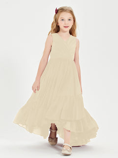 Cascading Skirt Boho Dresses for Junior Bridesmaids Champagne