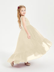 Cascading Skirt Boho Dresses for Junior Bridesmaids Champagne