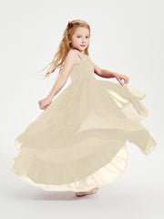 Cascading Skirt Boho Dresses for Junior Bridesmaids Champagne