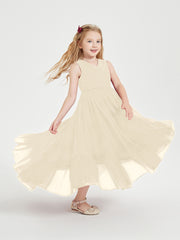 Cascading Skirt Boho Dresses for Junior Bridesmaids Champagne