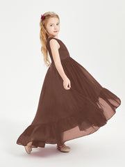Cascading Skirt Boho Dresses for Junior Bridesmaids Chocolate