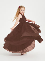 Cascading Skirt Boho Dresses for Junior Bridesmaids Chocolate