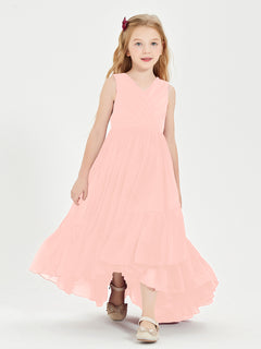 Cascading Skirt Boho Dresses for Junior Bridesmaids Coral