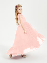 Cascading Skirt Boho Dresses for Junior Bridesmaids Coral